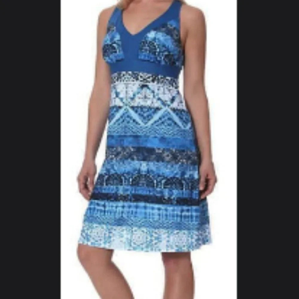 Gerry Weber Athletic Style Dress Blue White Halter Neck Size XS